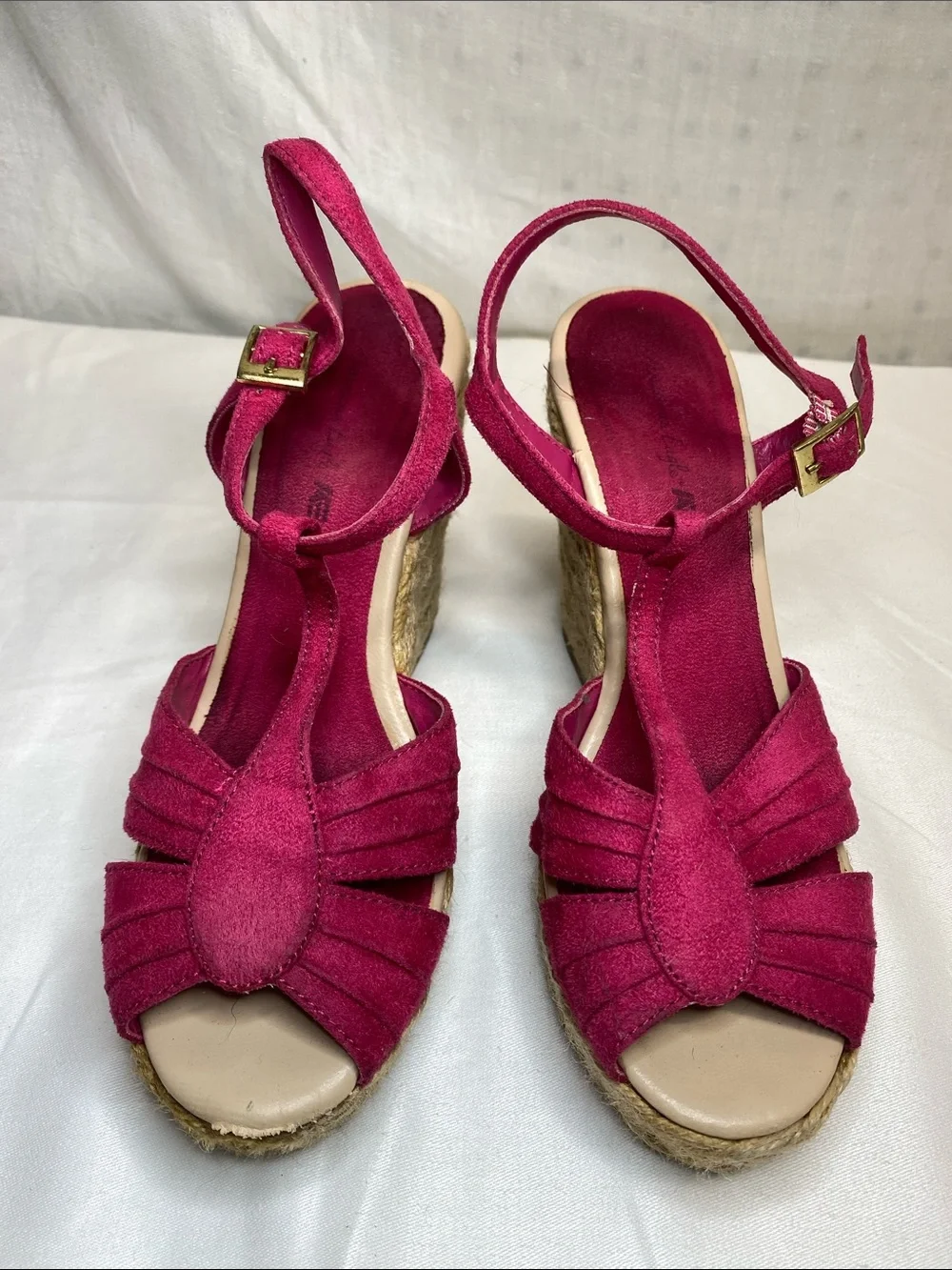 American Eagle Outfitters Fuchsia Suede Espadrille Wedges